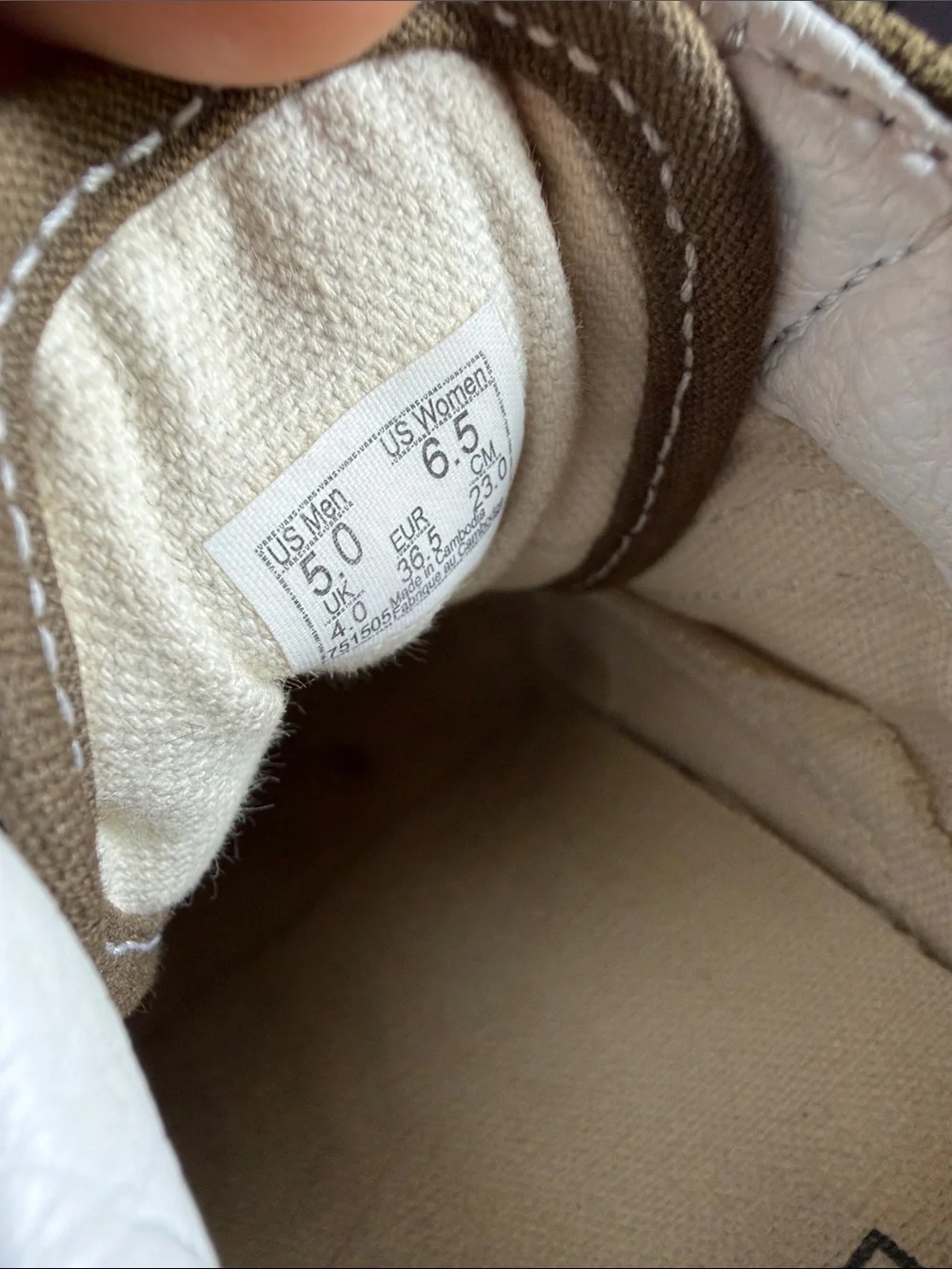 Vans Olive Green Canvas Low-Top Sneakers with White Stripe